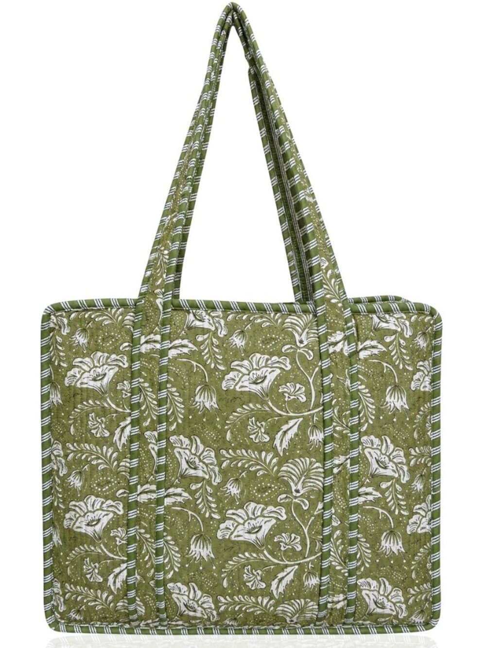 100% Cotton Quilted Tote Bag For Women, 18x16 Large Beach Bag With Zipper